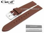 Watch strap Kopenhagen 14mm brown leather special lug ends for screwed casings by GRAF (width of buckle 14 mm)