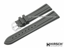Watch band Hevea 18mm grey caoutchouc plain-elegant by HIRSCH (width of buckle 16 mm)