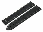Watch strap (071-75) Voyager 22mm black leather l. stitched e. cl. spr. bars without clasp HIRSCH (width of clasp 18 mm)