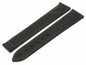 Watch strap (071-75) Voyager 21mm black leath. or. stitched e. cl. spr. bars without clasp HIRSCH (width of clasp 18 mm)