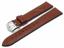 Watch strap (092-50-28) Paul 18mm red brown leather/caoutchouc easy click spring bars HIRSCH (width of buckle 16 mm)