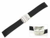 Watch band 22mm black silicone structured surface deployant clasp (width of buckle 20 mm)