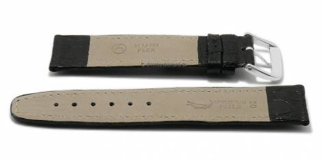 Well-crafted watch strap 24mm black genuine croco KUKI-FLEX stitched by KUKI (width of buckle 20 mm) - EU ONLY - Bild vergrern 