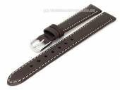 Watch band Eco 14mm dark brown natural leather light colored stitching by BECO (width of buckle 12 mm)