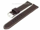 Watch band Eco 22mm dark brown natural leather light colored stitching by BECO (width of buckle 20 mm)