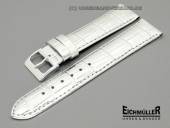 Watch band 16mm silver fashionable design croco grain by Eichmueller (width of buckle 14 mm)