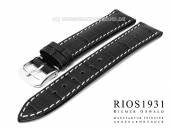 Watch strap XL New Orleans 22mm black RIOS alligator grain light stitching (width of buckle 18 mm)