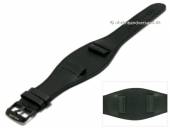 Replacement watch strap POLICE 22mm black leather smooth with leather pad (width of buckle 22 mm)