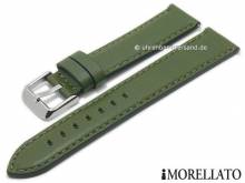 Watch strap Croquet 20mm oliv green leather stitched with easy change spring bars by MORELLATO (width of buckle 18 mm)