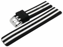 Meyhofer EASY-CLICK watch strap Savanna 22mm black silicone white stripes sporty (width of buckle 22 mm)