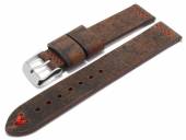 Meyhofer EASY-CLICK watch strap Revheim 24mm dark brown camel vintage look red stitching (width of buckle 24 mm)