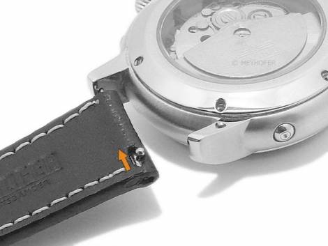 Meyhofer EASY-CLICK watch strap -Asinara- 18mm black leather Saffiano structure light stitching (width of buckle 16 mm) - Bild vergrern 