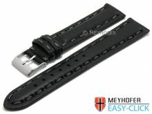 Meyhofer EASY-CLICK watch strap Glacier 18mm black leather grained matt stitched (width of buckle 16 mm)
