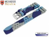 Watch band Malta 18mm camouflage blue-gray caoutchouc by MEYHOFER (width of buckle 16 mm)