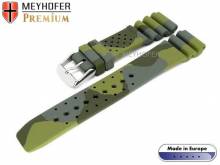 Watch band Malta 18mm camouflage olive-gray caoutchouc by MEYHOFER (width of buckle 16 mm)