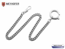 Pocket watch chain Lindenau stainless steel silver small links matt by MEYHOFER