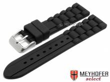 Watch strap Detroit 18mm black silicone metal strap look matt by MEYHOFER (width of buckle 16 mm)