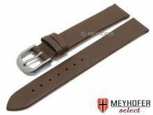 Watch strap Nantes 12mm dark brown calf nappa leather with titanium buckle smooth by MEYHOFER (width of buckle 12 mm)