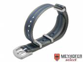 Watch strap Hardinsburg 20mm grey/blue synthetic/textile one-piece strap in NATO style by MEYHOFER
