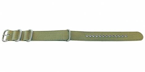 Watch strap -Alvarado- 20mm oliv green canvas/textile one-piece strap in NATO Zulu style by MEYHOFER - Bild vergrößern 