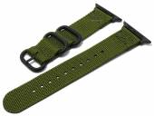 Watch strap Davison 22mm green synthetic/textile with APPLE adapter 42 mm removable NATO style by MEYHOFER