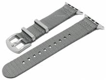 Watch strap Leadville 22mm grey synthetic/textile with APPLE adapter 42 mm removable NATO style by MEYHOFER
