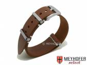 Watch strap Meadville 20mm nut brown leather one-piece strap in NATO style by MEYHOFER