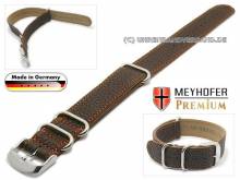 Watch strap Piacenza NATO Special 24mm dark brown leather grained orange stitching by MEYHOFER