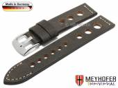 Watch strap Kempten 24mm dark grey leather vegetable tanned racing and vintage look MEYHOFER (width of buckle 24 mm)