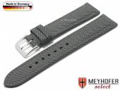 Watch strap Speyer 22mm grey textile stitched by MEYHOFER (width of buckle 18 mm)