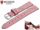 Watch strap Pensacola 12mm clip lug attachment pink leather alligator grain by MEYHOFER (width of buckle 12 mm)