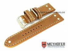 Watch band Eindhoven 26mm light brown Aviator style smooth from MEYHOFER (width of buckle 24 mm)