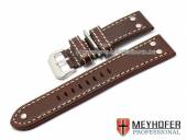 Watch band Eindhoven 22mm dark brown Aviator style smooth from MEYHOFER (width of buckle 20 mm)