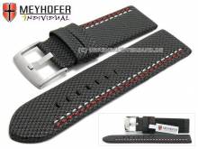 Watch strap Oldenburg 26mm black synthetic textile look 2 coloured double stitching MEYHOFER (width of buckle 26 mm)