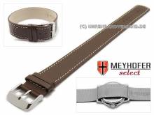 Watch strap Prag 22mm dark brown leather smooth light stitching by MEYHOFER
