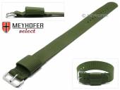 Watch strap Arkansas 22mm olive green textile wide nylon loop US-Military one-piece strap by MEYHOFER