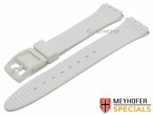Watch strap Decatur 17mm white synthetics with structure suitable for SWATCH by MEYHOFER (width of buckle 16 mm)