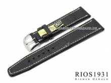 Well-crafted watch strap Thunderbird 19mm black genuine alligator matt by RIOS (width of buckle 16 mm) - EU ONLY