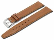BIO leather watch strap Füssen 19mm light brown grained matt stitched by RIOS (width of buckle 16 mm)
