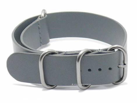 Watch strap -NATO Lisbon- 20mm grey leather smooth matt one piece strap by RIOS - Bild vergrern 