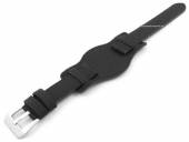Watch strap 22mm black canvas/leather military look with pad stitched (width of buckle 20 mm)