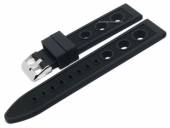 Watch strap 24mm black silicone racing look matt (width of buckle 22 mm)