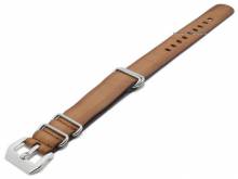 Watch strap 24mm brown leather vintage look one piece strap in NATO-style