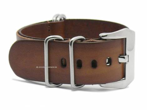 Watch strap 26mm brown leather vintage look one piece strap in NATO-style - Bild vergrern 