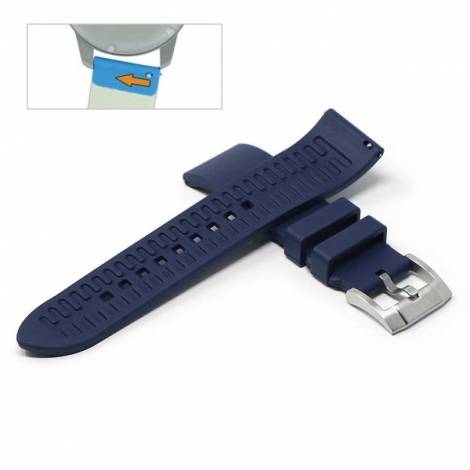 Watch strap 21mm dark blue rubber FKM smooth matt with easy click spring bars (width of buckle 20 mm) - Bild vergrößern 