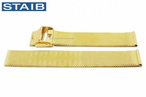 Watch strap 20mm golden mesh polished fine structure with slide clasp by STAIB - Bild vergrößern 
