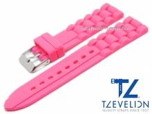 Basic watch strap 18mm pink silicone metal band look matt by TZEVELION (width of buckle 16 mm)