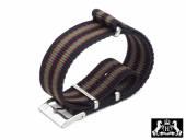 Watch strap Varberg 24mm black nylon/textile with red green stripes in NATO style one piece strap by HAGLUND