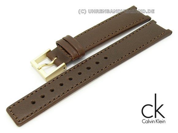 Replacement watch strap CALVIN KLEIN 17mm leather dark brown smooth for ...