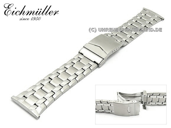 Cinturino Per Orologio In Pelle Vintage Eichmüller – Nero, Look Usato, 22 Mm, Fibbia In Acciaio Inox, Rivetti